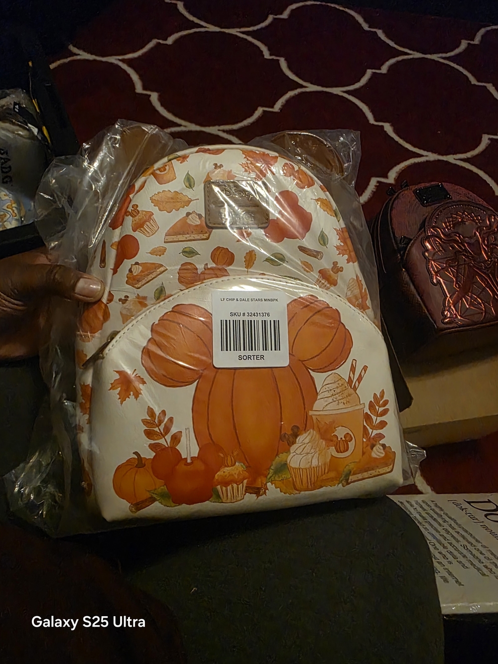 Loungefly Kids Mini Backpack in Cream & Orange Pumpkin Print - Picture 2 of 5